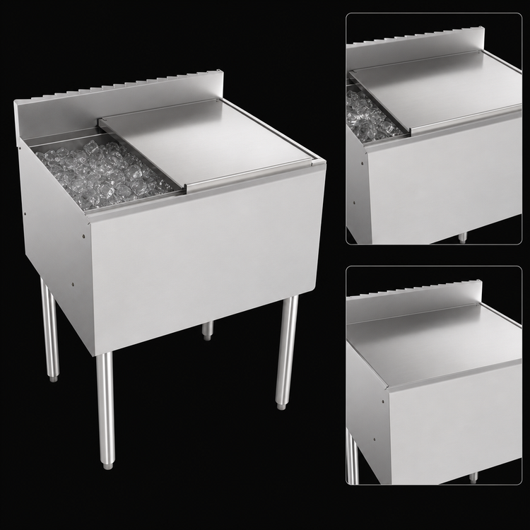 Product image #4 for Krowne Silver Series Insulated Stainless Steel Bar Ice Bin with Full Sliding Cover