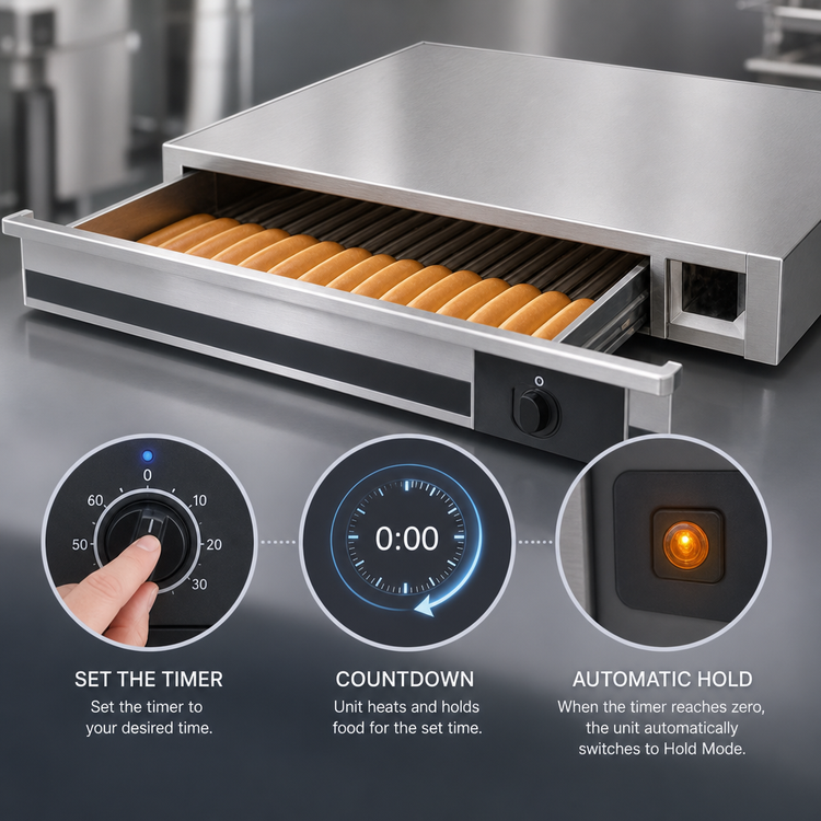 Product image #4 for APW Wyott X*PERT SPTU-50N Stainless Steel Heat & Hold Thermo Drawer for 50-Size Roller Grills