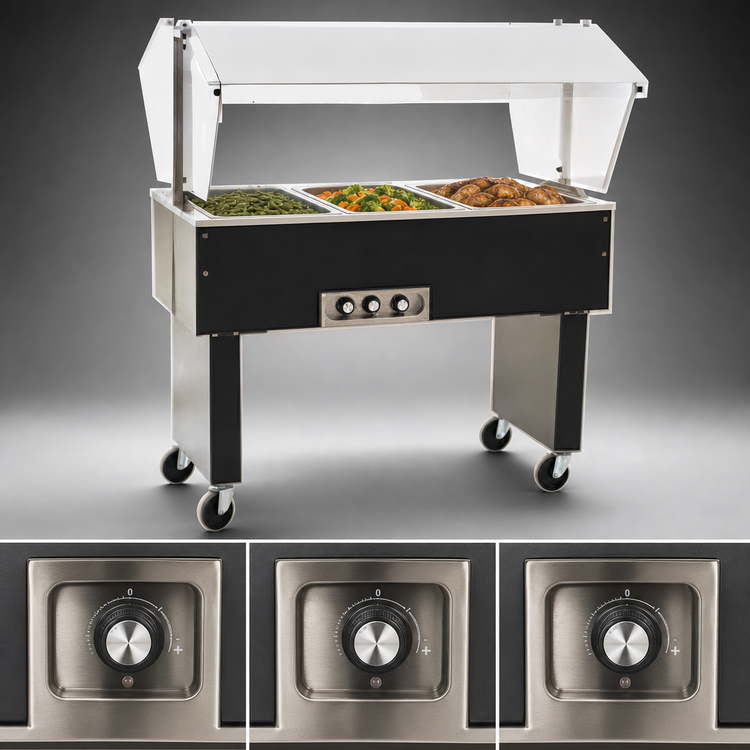 Product image #4 for Eagle Service Mate Deluxe Portable Buffet Hot Food Table, 3 Wells, 48 Inch, 240V, 3-Phase