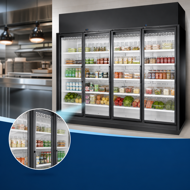 Product image #4 for True 4-Section Glass Door Refrigerated Merchandiser, Self-Contained, Medium Temp