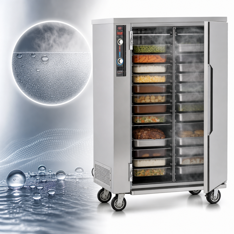 Product image #4 for FWE MT-1220-20 Mobile Moisture Holding Cabinet, 20 Pan Capacity, 2-Door, Stainless Steel