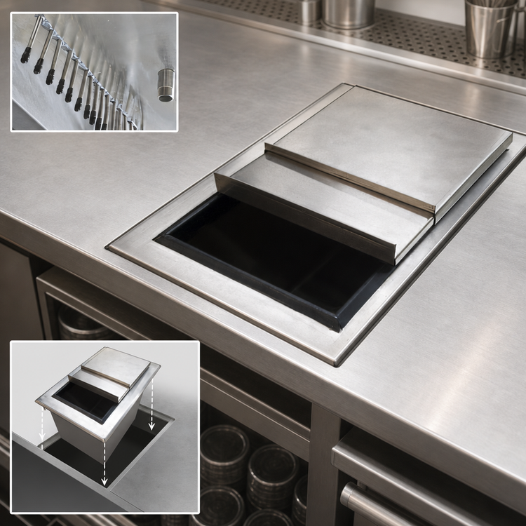Product image #4 for BK Resources 34 x 20 Inch Drop-In Ice Bin with 8-Circuit Cold Plate and Sliding Cover