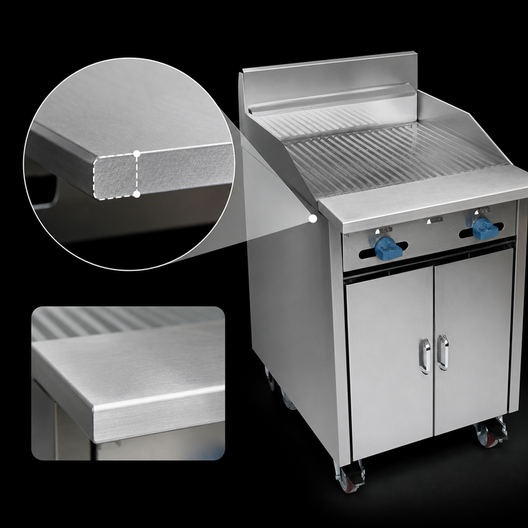 Product image #4 for Comstock-Castle 24-Inch Commercial Gas Range with Raised Griddle, Open Front Cabinet Base, and Back Riser Shelf