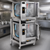 Thumbnail image #4 for AccuTemp Evolution E62403E110 DBL Double-Stacked 12-Pan Electric Boilerless Convection Steamer with Stand