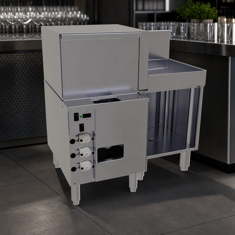 Product image #4 for Glastender GT-18+1R Front-to-Side Pass-Thru 18-Inch Door-Type Glasswasher Station with Right Drain Table