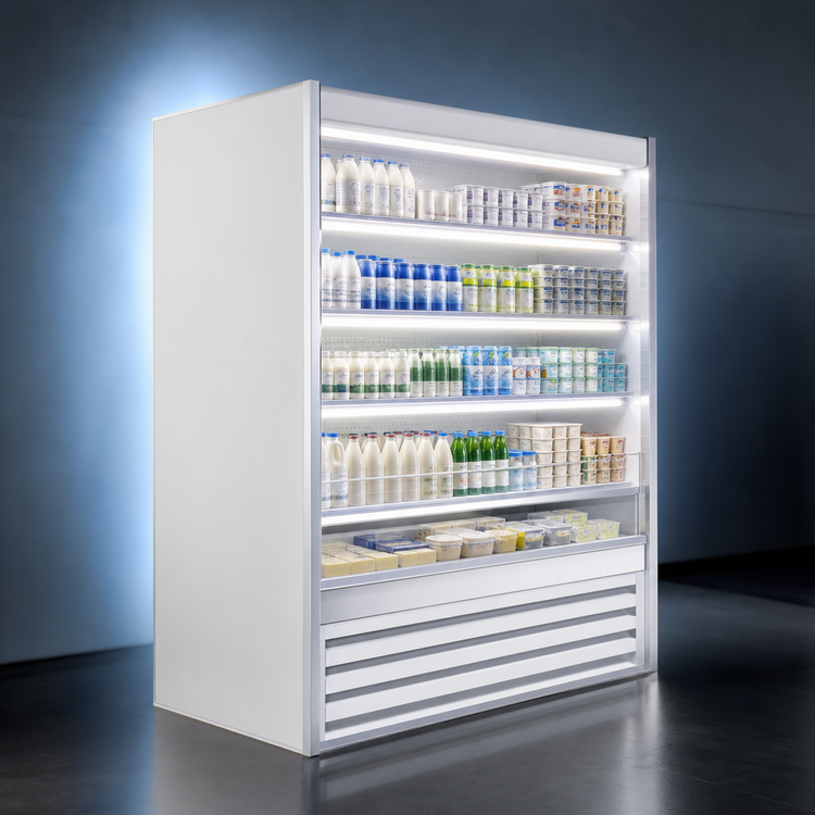 Product image #4 for Howard-McCray 35E Series Remote Dairy Open Merchandiser, 63 Inch Wide x 78.5 Inch High, 4-Tier LED Shelves, White