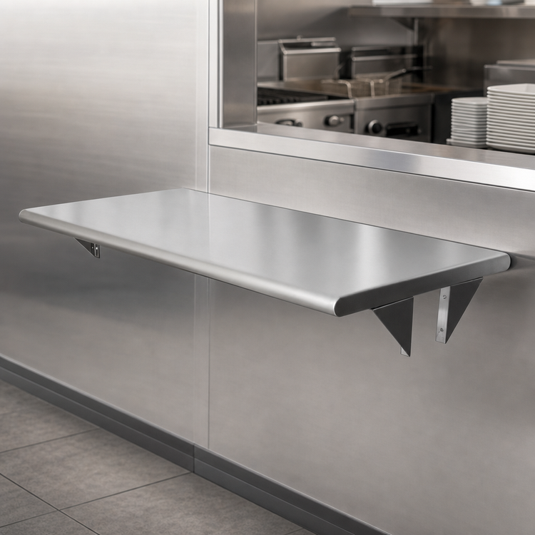 Product image #4 for BK Resources Wall-Mounted Stainless Steel Pass Through Shelf, 48 Inch x 24 Inch