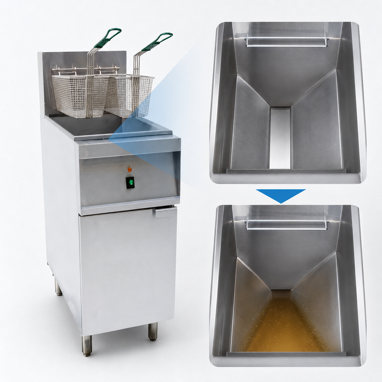Product image #4 for Omcan 40 lb. Electric Floor Fryer, 208V, 3-Phase, 12 kW
