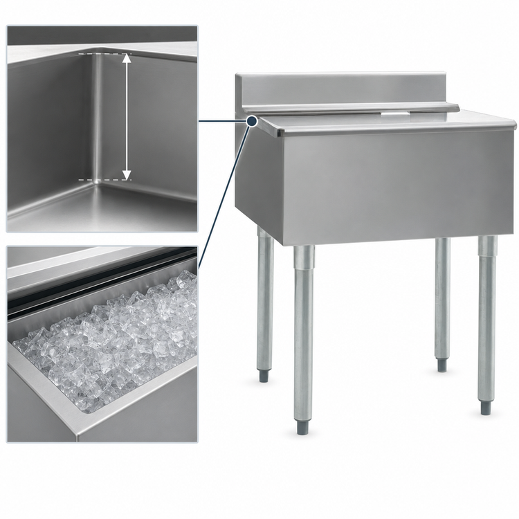 Product image #4 for Eagle 2200 Series Underbar Ice Bin/Cocktail Unit with Sliding Cover, 42 x 24 in., 120 lb Capacity