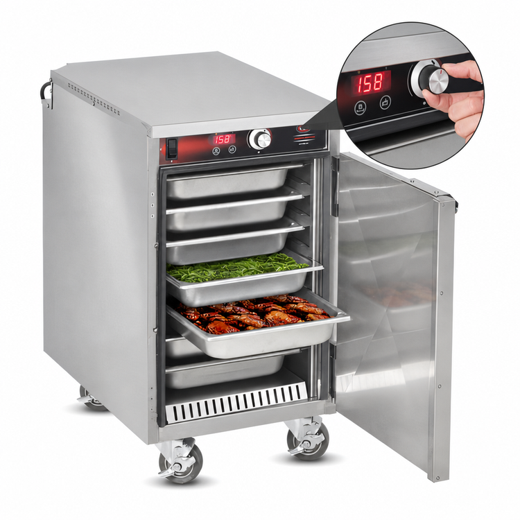 Product image #4 for Handy Line Mobile Undercounter Heated Holding Cabinet, 1 Compartment, Solid Door, Stainless Steel
