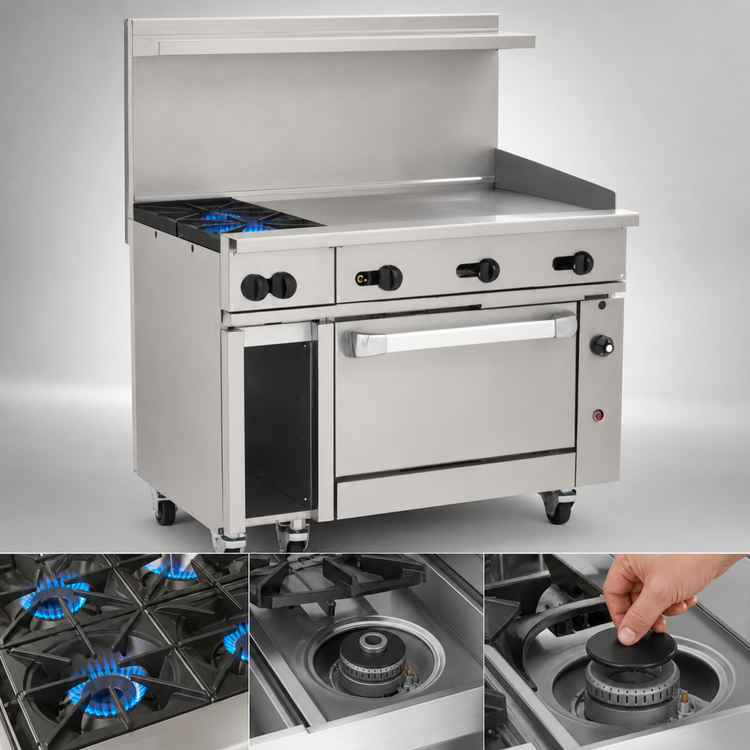 Product image #4 for Wolf Challenger XL 48-Inch Gas Restaurant Range with 2 Open Burners, 36-Inch Griddle and Convection Oven