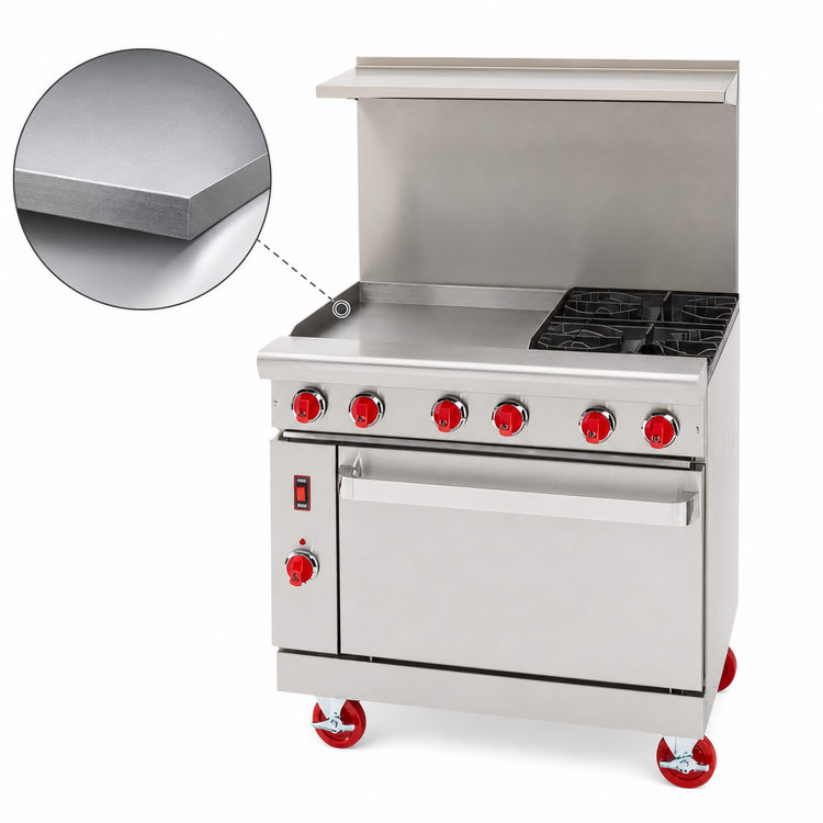 Product image #4 for American Range 36 Inch Green Flame Gas Range with 24 Inch Left Griddle, 2 Open Burners, and Convection Oven
