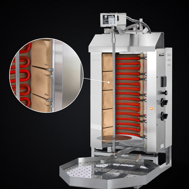 Product image #4 for Trento Potis Electric Doner Kebab Vertical Broiler, Stainless Steel, 66.13 lb Capacity, 208V
