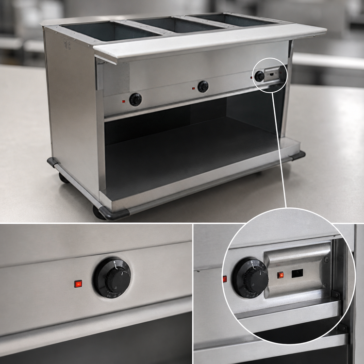 Product image #4 for Spec-Master Portable Electric Hot Food Table with (2) 12" x 20" Wet or Dry Wells, Open Base, 35-3/4" Wide