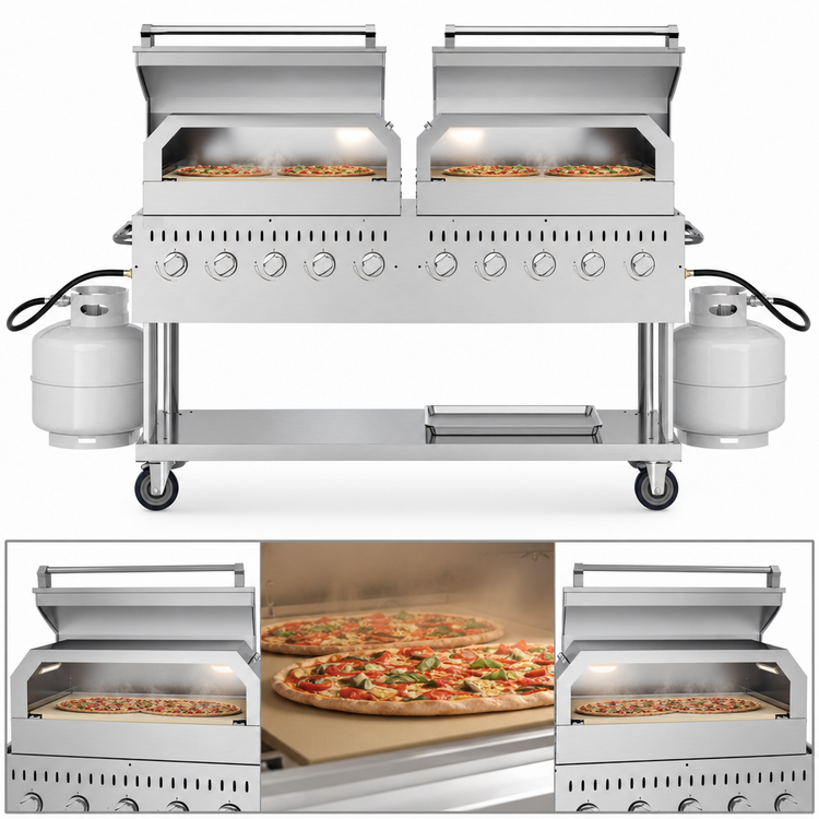 Product image #4 for KoolMore 10-Burner Commercial Outdoor Propane Grill with Dual 36-Inch Pizza Ovens