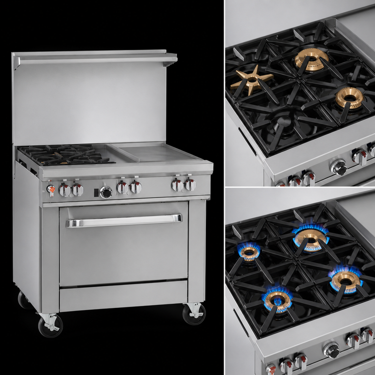 Product image #4 for Southbend Ultimate 36-Inch Gas Restaurant Range with 2 Open Burners, 24-Inch Thermostatic Griddle, and Standard Oven