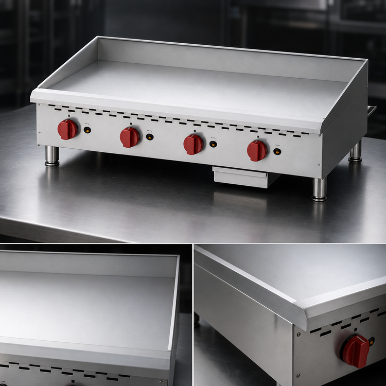 Product image #4 for Omcan USA 48-Inch Countertop Stainless Steel Natural Gas Griddle with Thermostatic Control