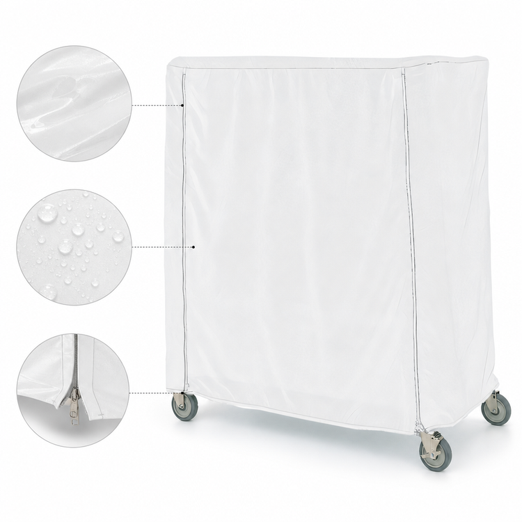 Product image #4 for Metro Queen Mary & Banquet Cart Cover, 60 x 24 x 62 Inch, White Waterproof Vinyl-Nylon Coated