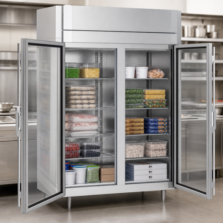 Product image #5 for Victory UltraSpec™ V-Core™ 2-Section Reach-In Glass Door Freezer, 52 Cu. Ft., Self-Contained, Standard Depth