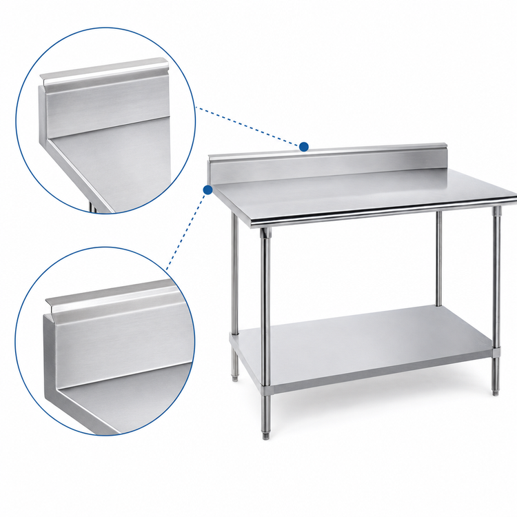 Product image #4 for Advance Tabco 108" x 30" Stainless Steel Work Table with 5" Backsplash and Adjustable Undershelf