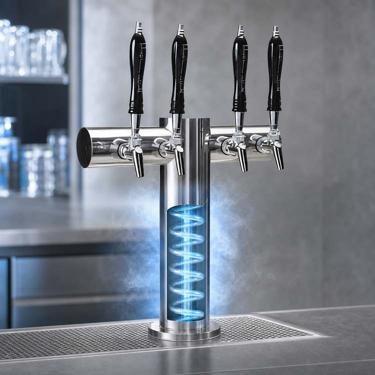 Product image #4 for Perlick Avenue 6-Faucet Countertop Glycol-Cooled T-Pipe Draft Beer Tower