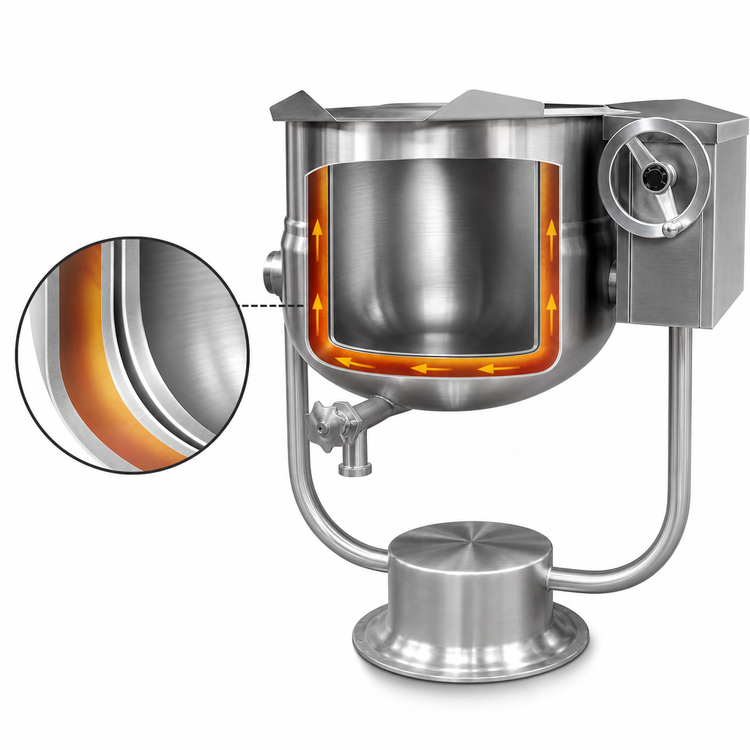 Product image #4 for Crown DPT-60 60 Gallon Direct Steam Tilting Kettle with Pedestal Base