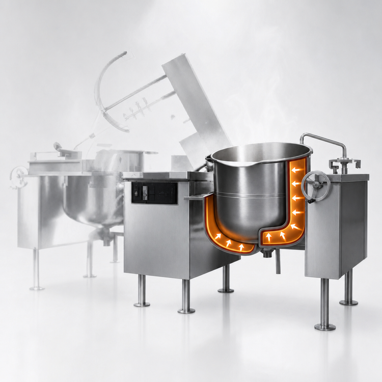 Product image #4 for Crown DLTM-40-2 Twin 40-Gallon Direct Steam Tilting Mixer Kettle