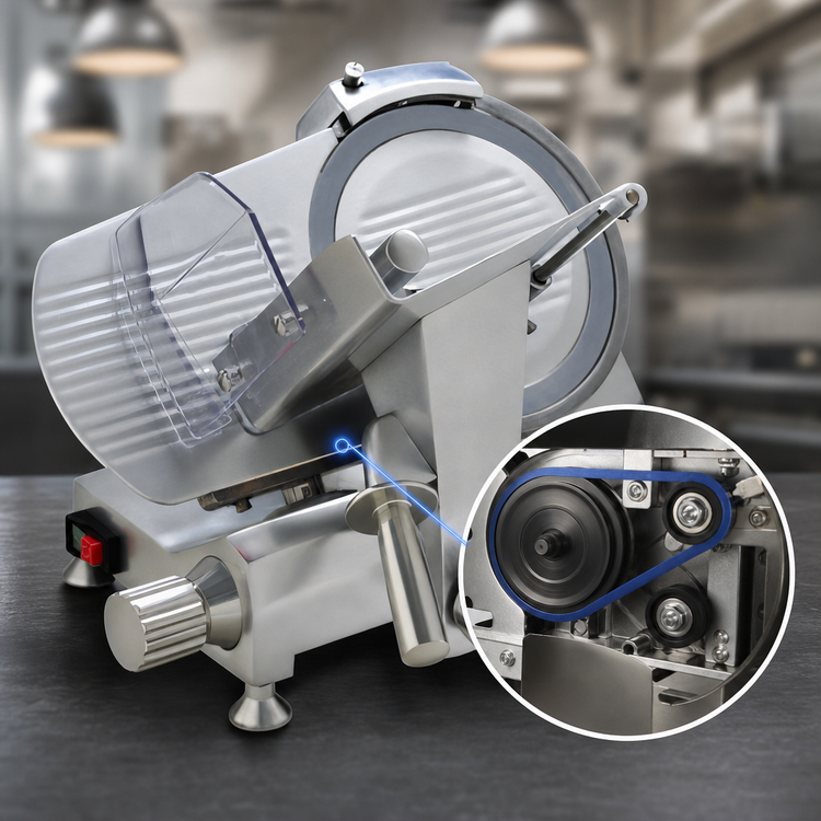 Product image #4 for Eurodib HBS250L 10-Inch Gravity Feed Belt-Drive Manual Meat Slicer with Blade Sharpener