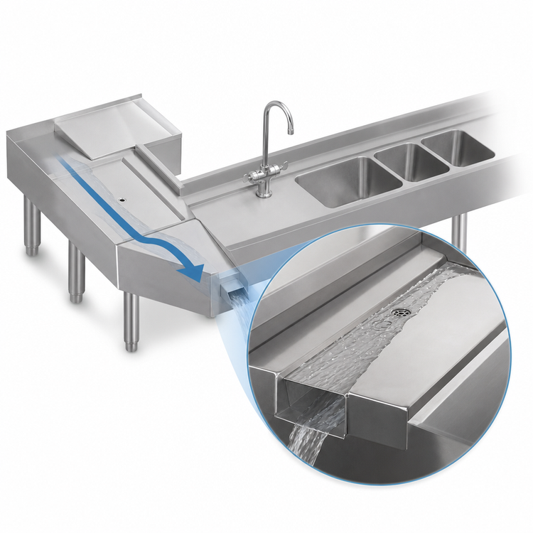 Product image #5 for Eagle Group 2200 Series 14-Inch Double Blender Step Unit with Liquid Waste Chute, Faucet, and Electrical Outlet