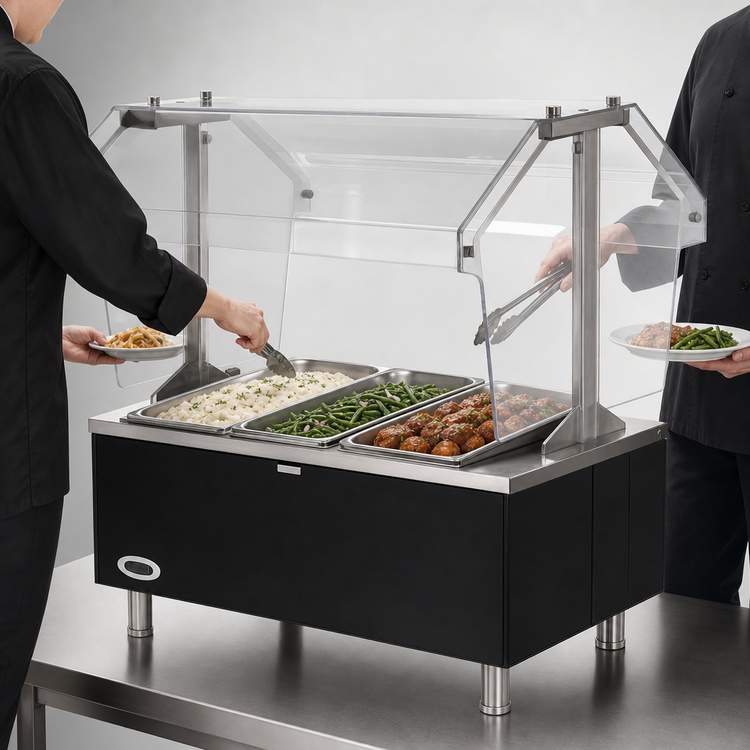 Product image #4 for Eagle Service Mate Deluxe Countertop Buffet Hot Food Table with Clear Sneeze Guard, 4-Well, 208V