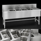 Thumbnail image #4 for Eagle Group Spec-Bar B6R-4-24 Four-Compartment Stainless Steel Underbar Sink with Right Drainboard, 8" Backsplash, 72" W