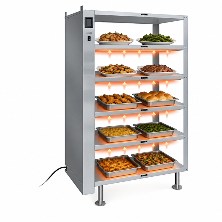 Product image #5 for Hatco Glo-Ray 2-Go 5-Tier Heated Holding Shelf with Radiant Heat and Touchscreen Controls, 39" x 20" Shelves