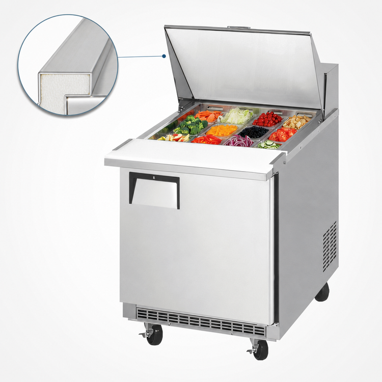 Product image #4 for Everest Refrigeration EPBR1 Mega-Top Sandwich Prep Table, 1 Section, 27-3/4-Inch Wide, Rear-Mounted Self-Contained Refrigeration
