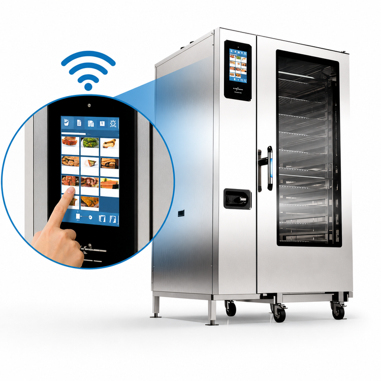 Product image #4 for Alto-Shaam Prodigi Pro Gas Boilerless Combi Oven/Steamer, Floor Model with Roll-In Cart, 20 Sheet Pan Capacity