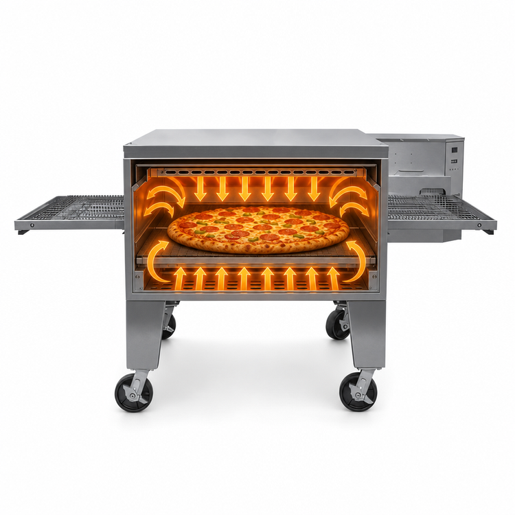 Product image #4 for Lincoln Impinger 3200 Series Double-Deck LP Gas Conveyor Oven Package, 40-Inch Baking Chamber