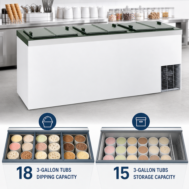 Product image #4 for Master-Bilt DC-12D Conventional Ice Cream Dipping Cabinet, 18 x 3-Gallon Dip / 15 x 3-Gallon Storage, 115V