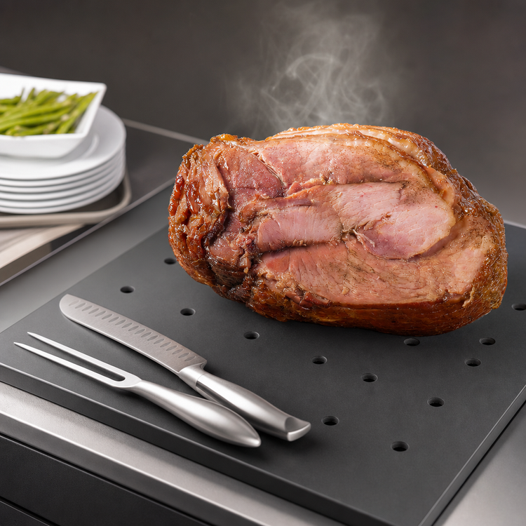 Product image #4 for TableCraft Versa-Tile Solid Single-Well Countertop Carving Station Template, Black Richlite