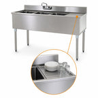 Thumbnail image #4 for Eagle Group 1800 Series B5R-18 Three-Compartment Underbar Sink Unit, Right Drainboard, 60 x 20 x 33-1/2 Inches, 304 Stainless Steel