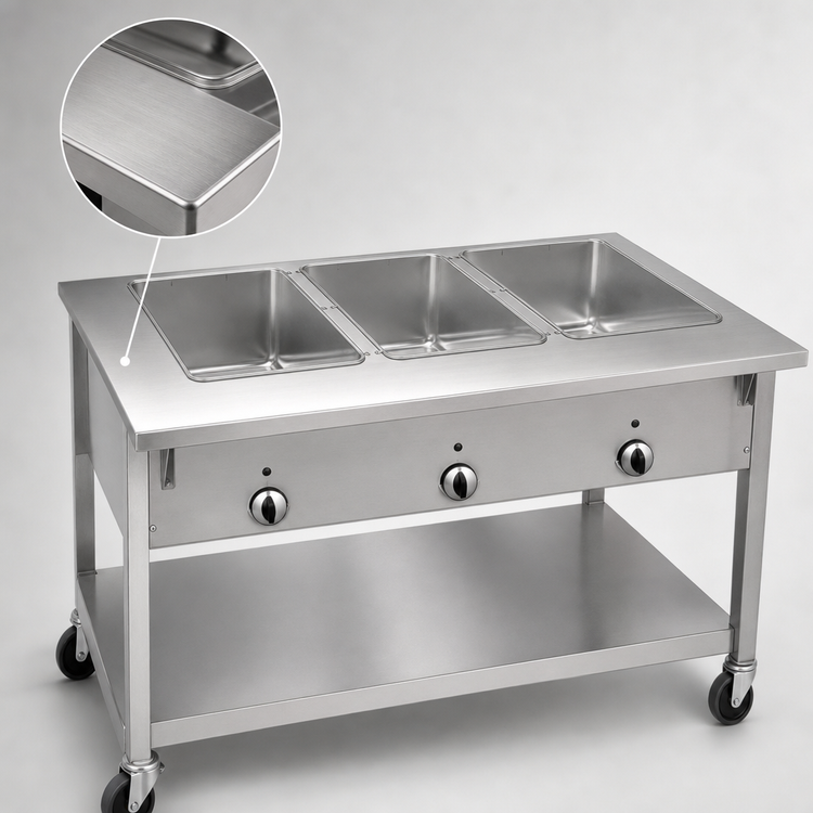 Product image #4 for Aerohot Portable Electric 3-Well Steamtable Hot Food Unit, Open Shelf Base, 44-3/8-Inch Wide