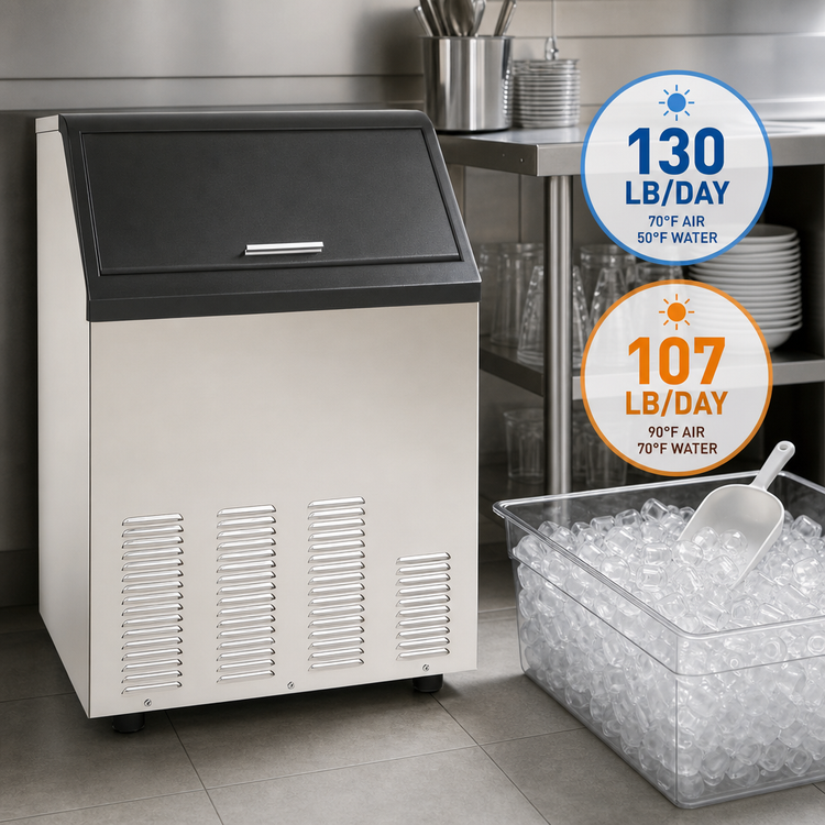 Product image #4 for Maxx Ice MIM130 Self-Contained Air-Cooled Bullet Ice Machine With 35 lb. Bin, 130 lb./Day, Stainless Steel