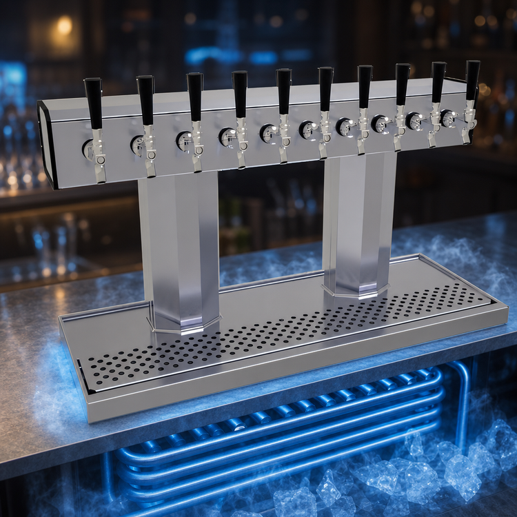 Product image #4 for Glastender Tee Draft Dispensing Tower, Countertop, 10-Faucet, Glycol-Cooled, Stainless Steel