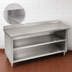 Thumbnail image #4 for Advance Tabco Special Value Series 60-Inch x 30-Inch Open Front Base Work Table with 5-Inch Backsplash and Mid-Shelf