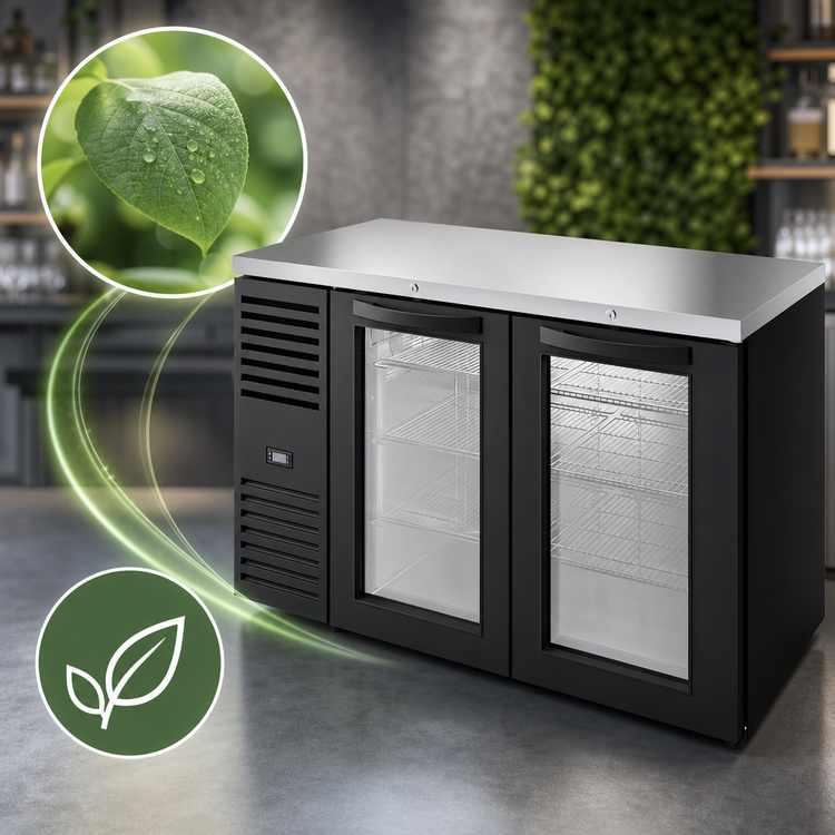 Product image #4 for True 52-Inch Two-Section Back Bar Cooler with Glass Doors and Stainless Steel Top