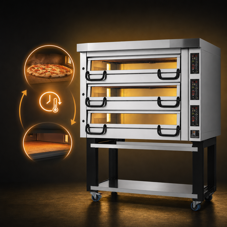 Product image #4 for PizzaMaster PM 943ED 3-Deck Modular Electric Pizza Deck Oven with Ceramic Clay Stones