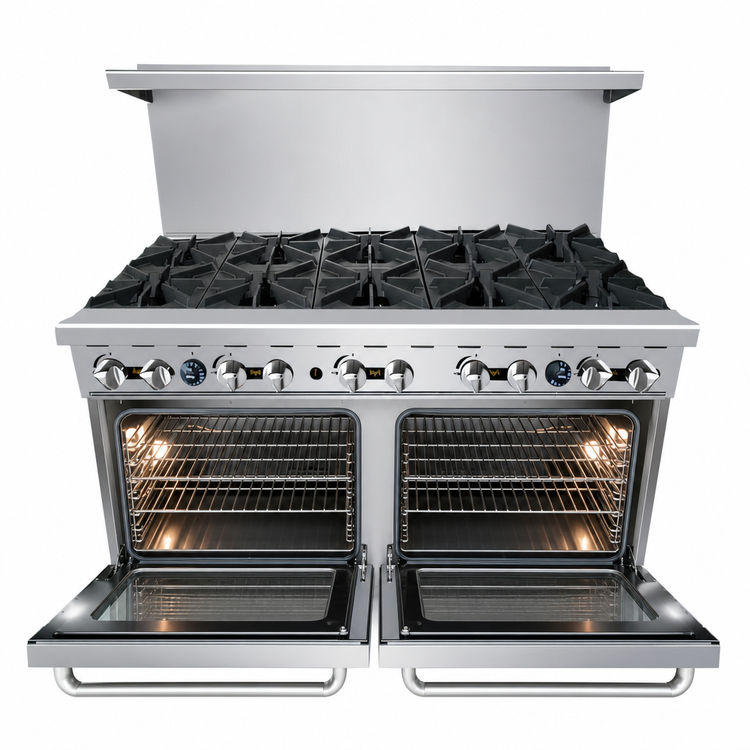 Product image #5 for CookRite 60-Inch 10-Open-Burner Propane Gas Range with 2 Standard Ovens and Hi-Shelf