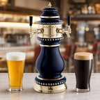 Thumbnail image #4 for Perlick Corporation 4054BL2B Countertop Glycol-Cooled Dual-Faucet Draft Beer Tower, Blue Ceramic with Polished Brass Collar