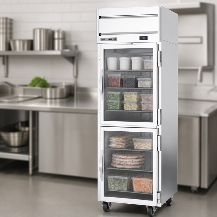 Product image #4 for Beverage-Air Horizon Series 1-Section Top-Mount Reach-In Freezer with 2 Right-Hand Hinged Half Glass Doors