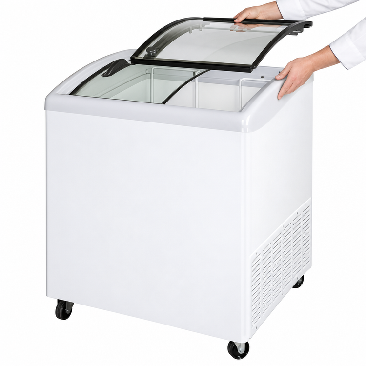 Product image #4 for Beverage-Air NC28HC-1-W Angled Top Novelty Case Freezer, 6.02 Cu. Ft., White