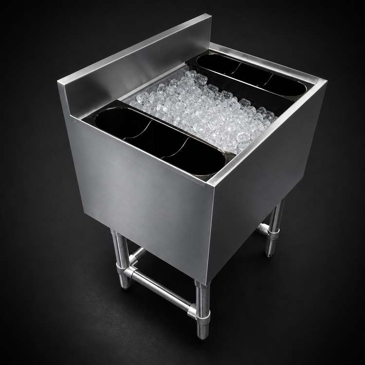 Product image #4 for Steel Works Stainless 24 x 18 Inch Underbar Ice Chest, 80 lb Capacity, 304 Stainless Steel