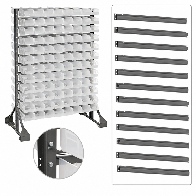 Product image #4 for Quantum Double-Sided Rail Rack with 12 Rails and 192 Clear Bins